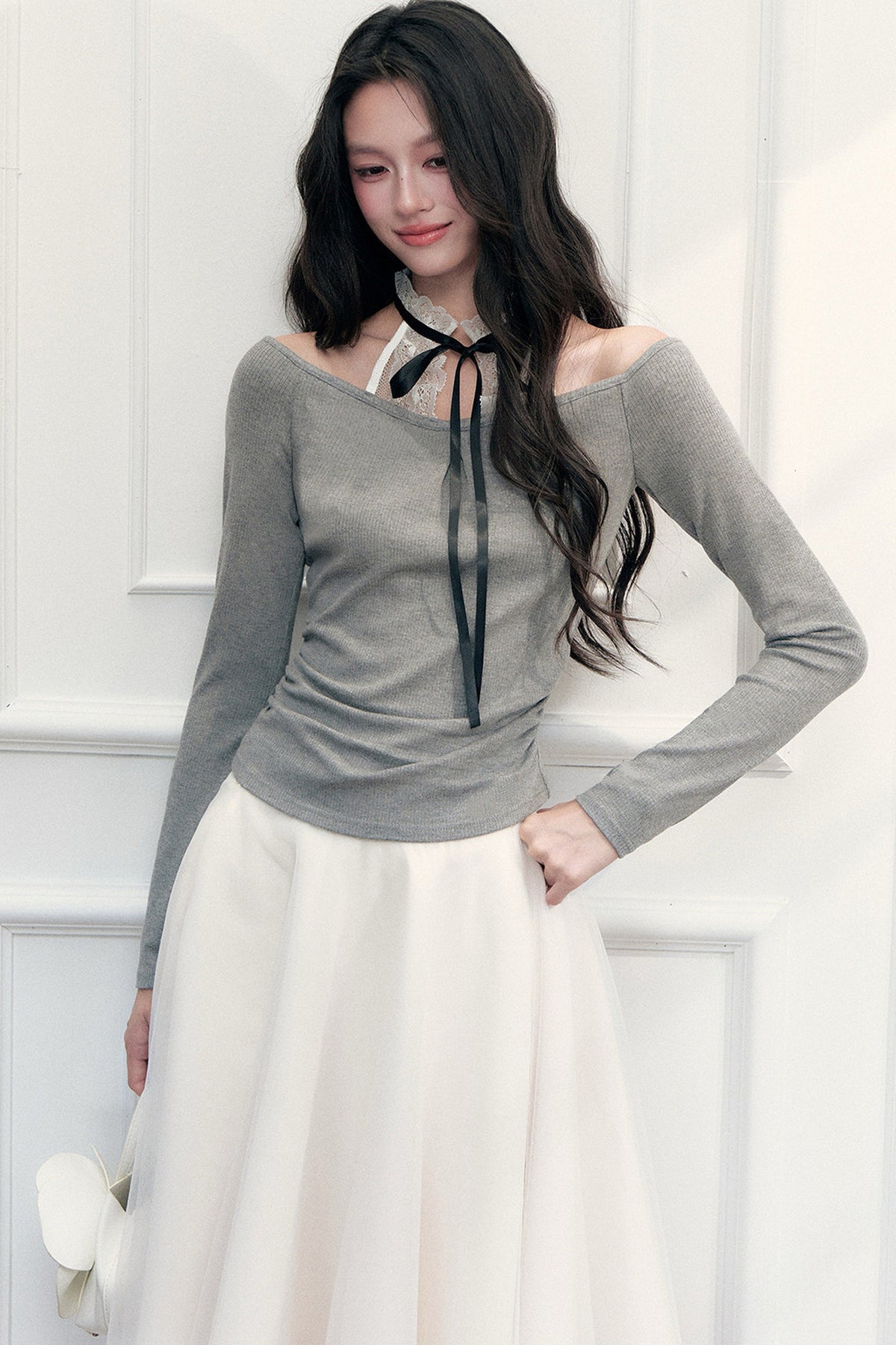 Lace Layered-Look Halter Top