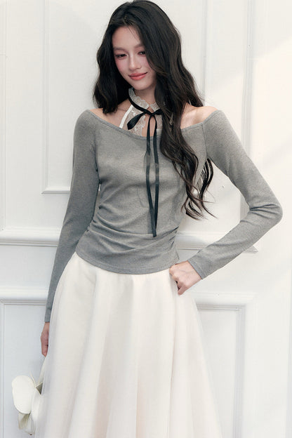 Lace Layered-Look Halter Top