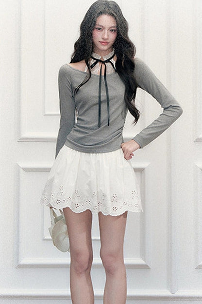 Lace Layered-Look Halter Top