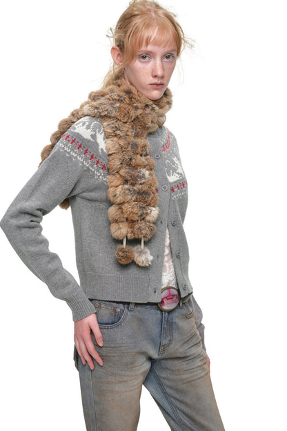 Cardigan jacquard con motivo a isole Fair Isle e gatti
