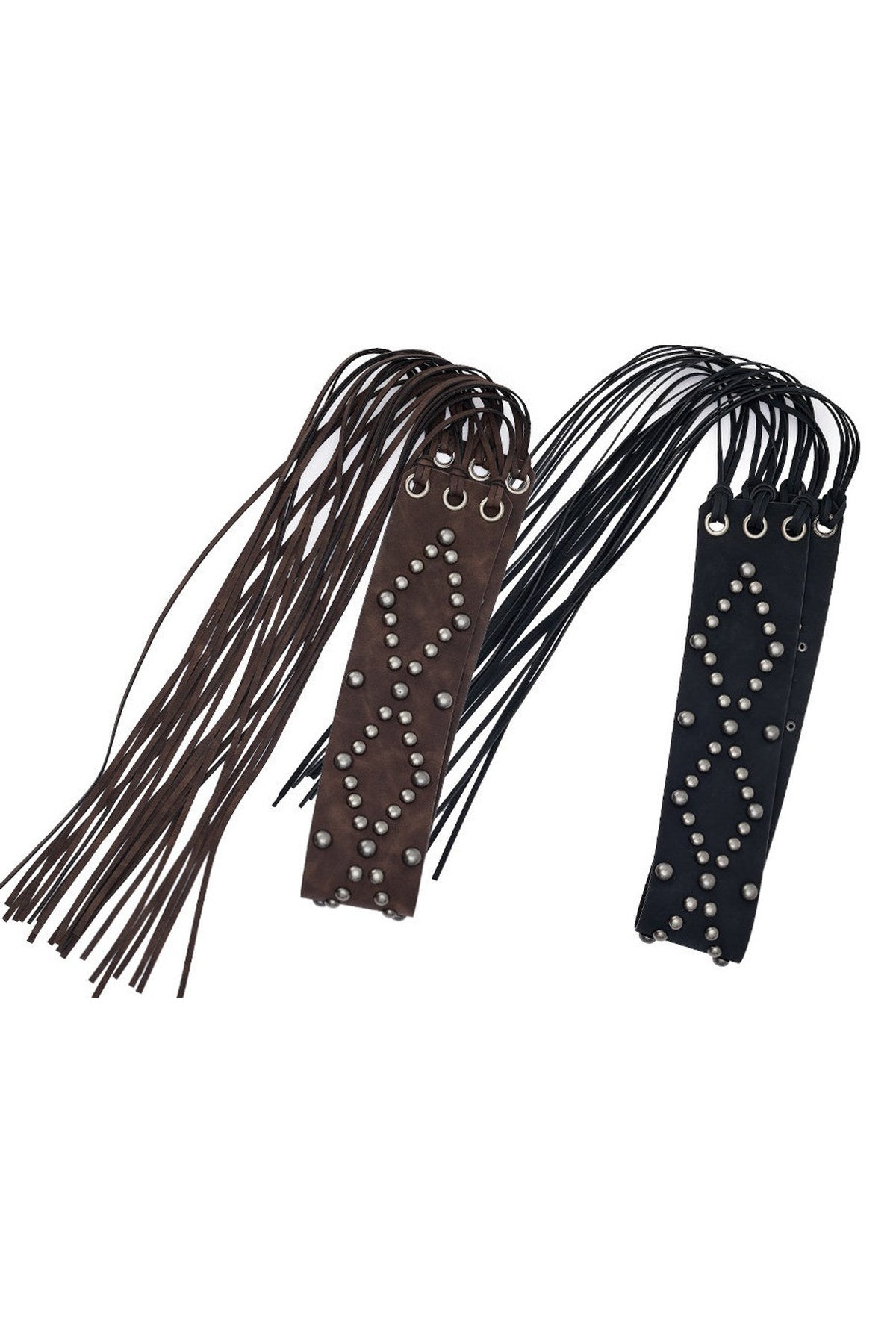 Studded Wide Strap Tassel Waist Cincher