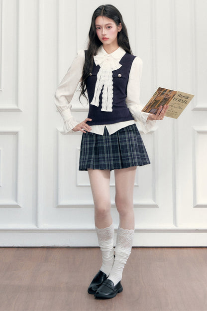 Lace Layered-Look Blouse and Skirt Set-Up