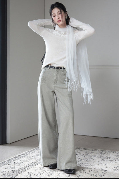 Washed Green Rose Jeans