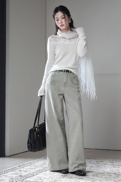 Washed Green Rose Jeans