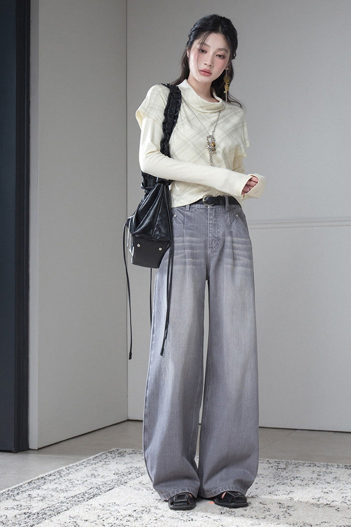 Plaid T-Shirt With Base Layer Top Set