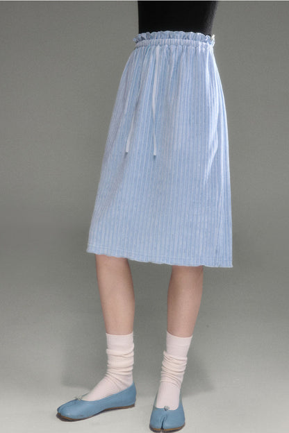 Moonlight Waterfall Long-Sleeve Ribbon Top and Skirt Set-Up