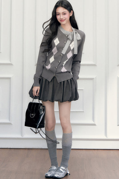 A-Line Pleated Pocket Bud Waist Skirt