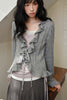 Grau Strickjacke