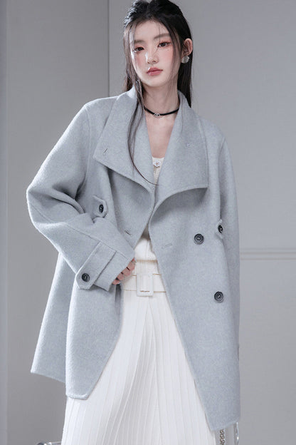 Camel Wool Silk Shawl Coat
