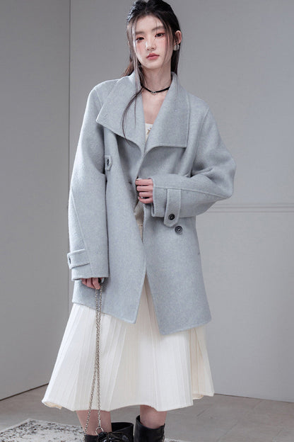 Camel Wool Silk Shawl Coat