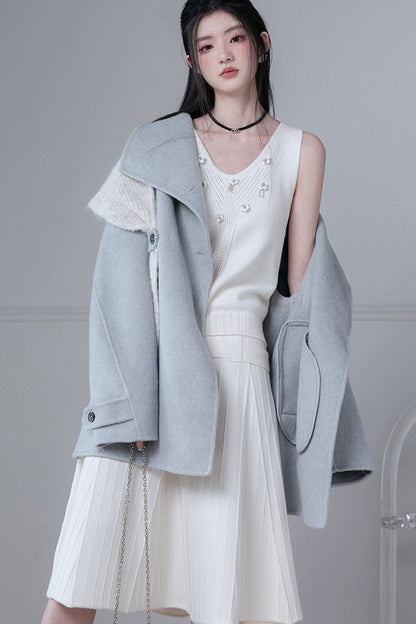 Camel Wool Silk Shawl Coat