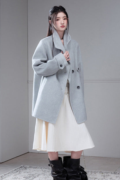 Camel Wool Silk Shawl Coat