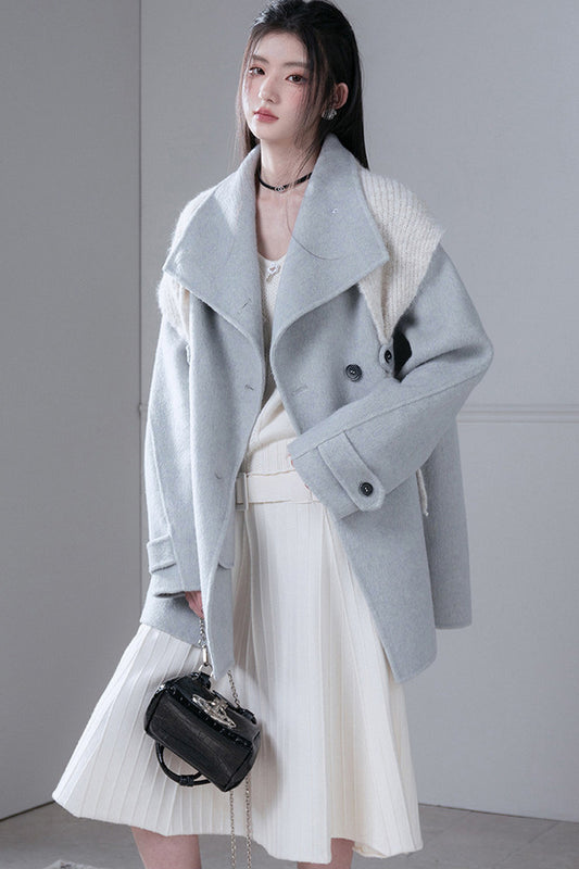 Camel Wool Silk Shawl Coat