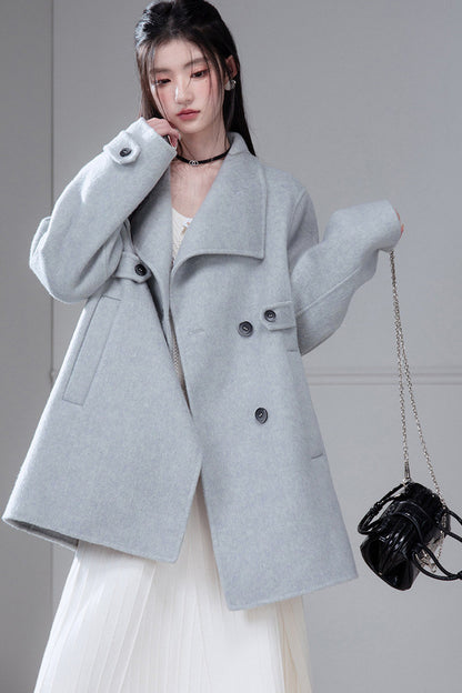 Camel Wool Silk Shawl Coat