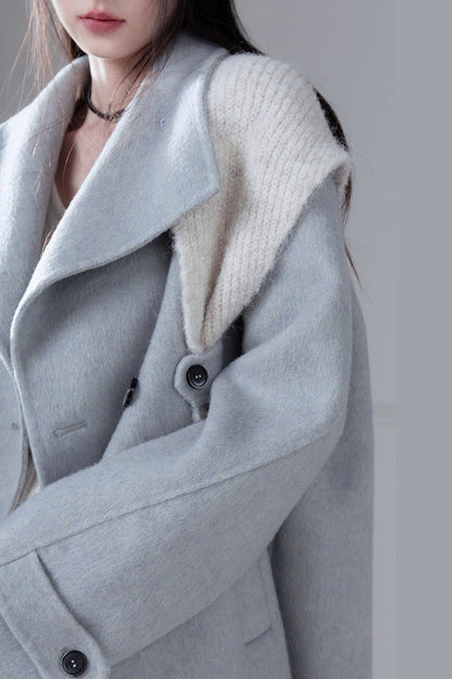 Camel Wool Silk Shawl Coat