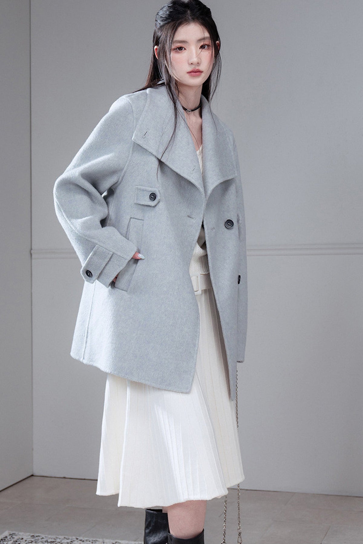 Camel Wool Silk Shawl Coat