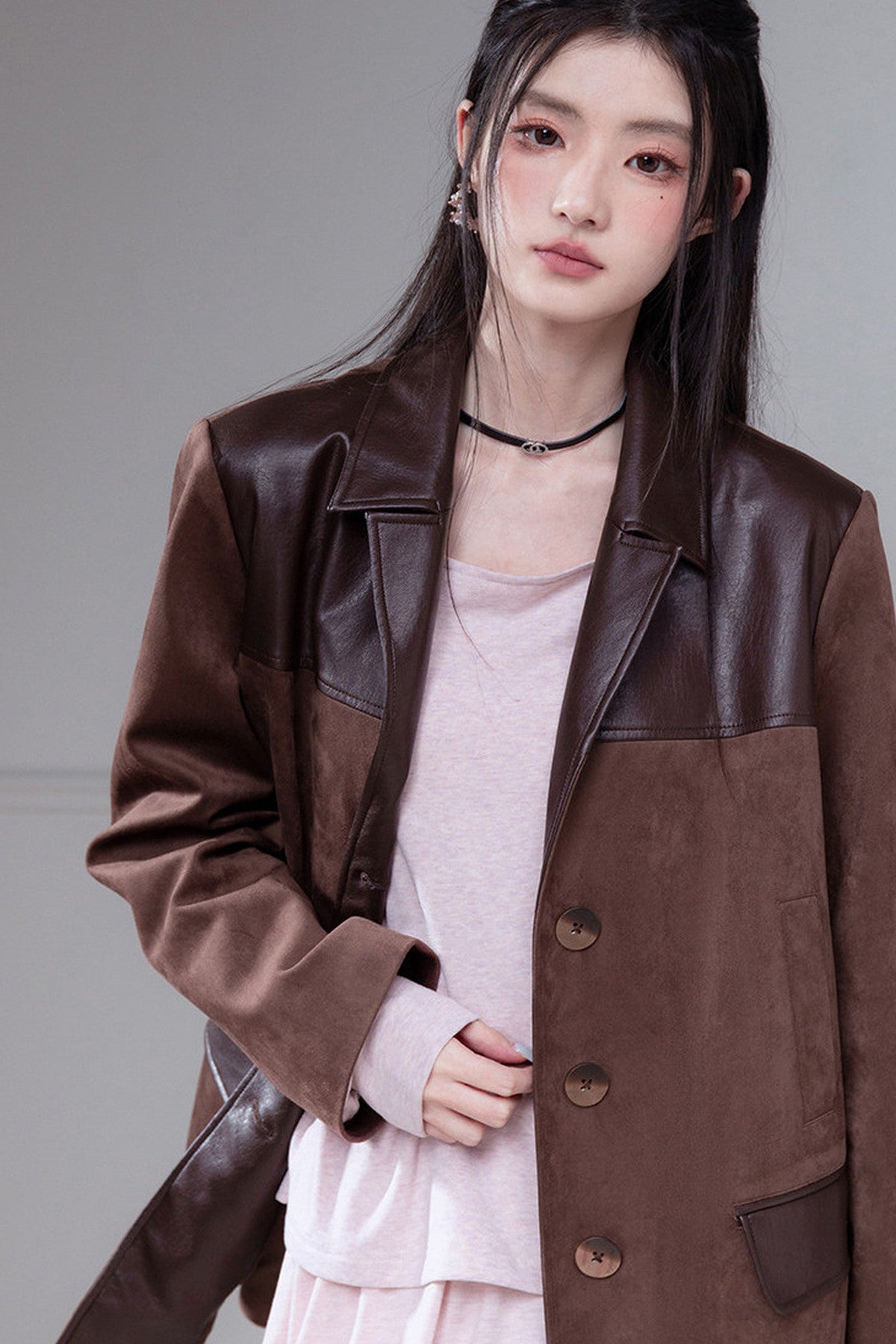Caramel Truffle Suede Patchwork Suit