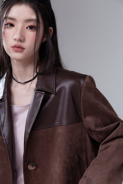 Caramel Truffle Suede Patchwork Suit