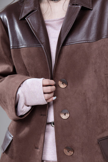 Caramel Truffle Suede Patchwork Suit
