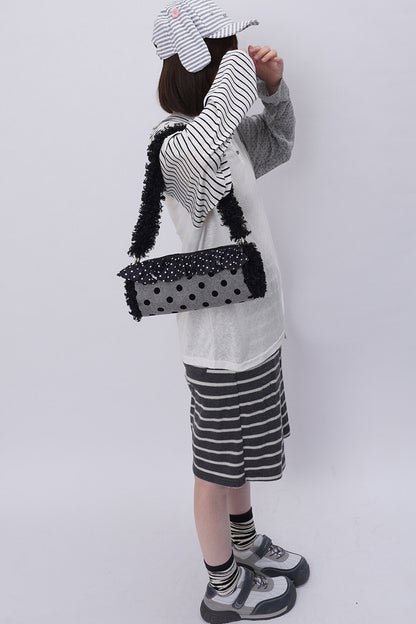 Polka Dot Ruffled Cylinder Bag