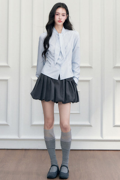 Pleated Skirt Shirt Vest Set-Up