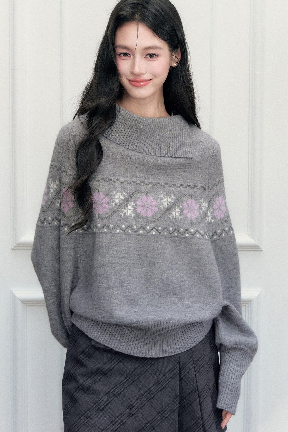 Fair Isle Jacquard Batwing Sweater
