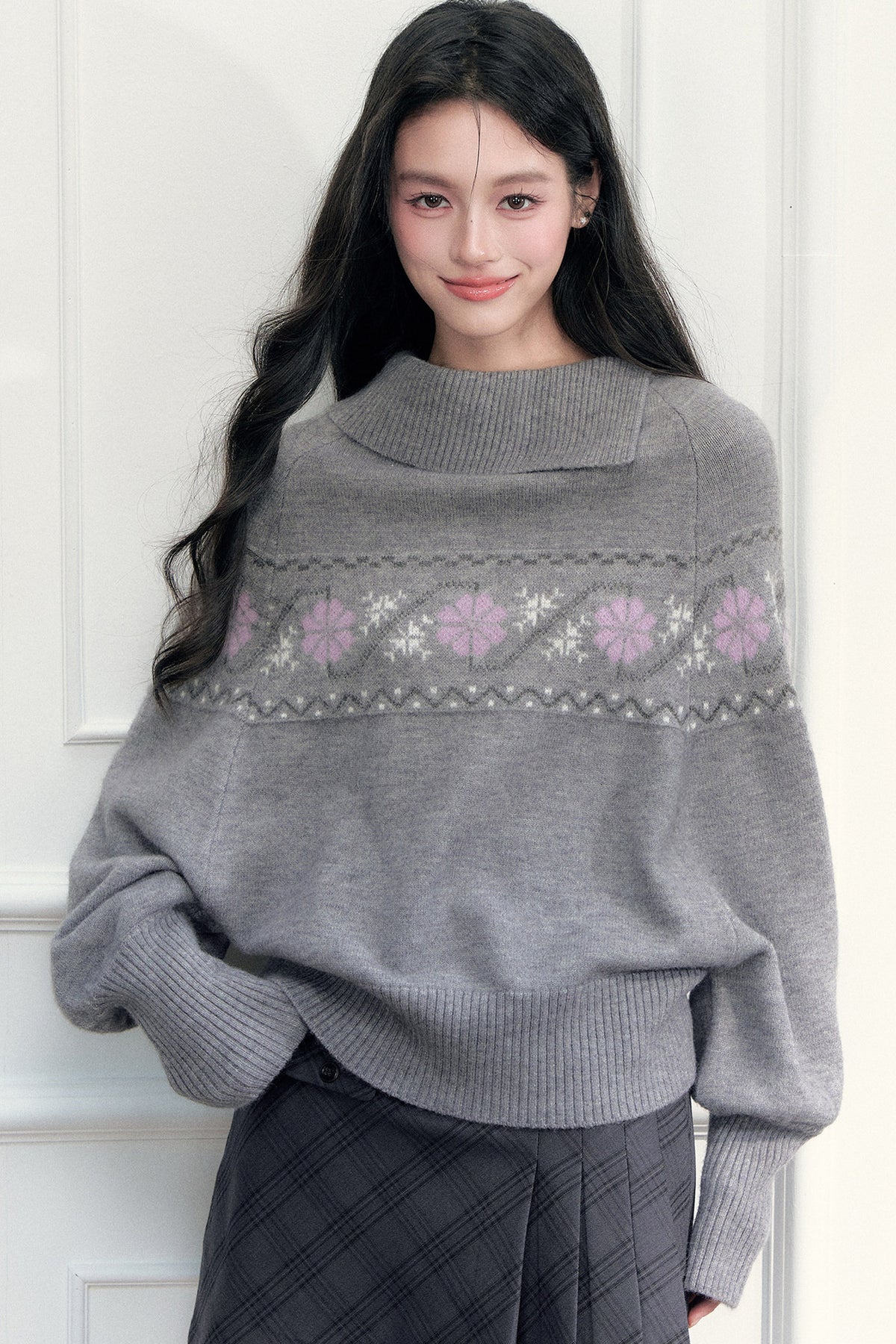 Fair Isle Jacquard Batwing Sweater
