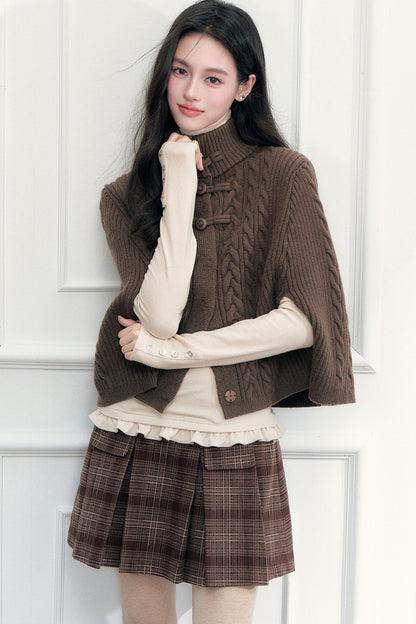 New Chinese Style Cable Knit Cape