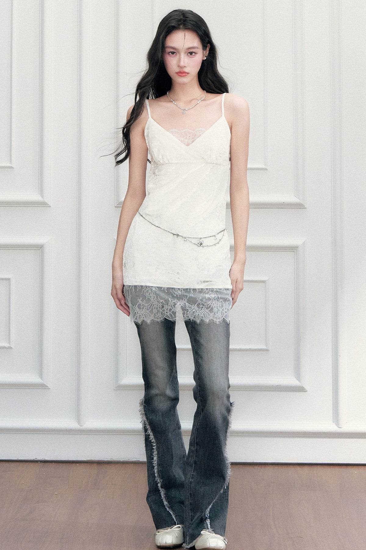 Eyelash Lace Patchwork Layered Camisole