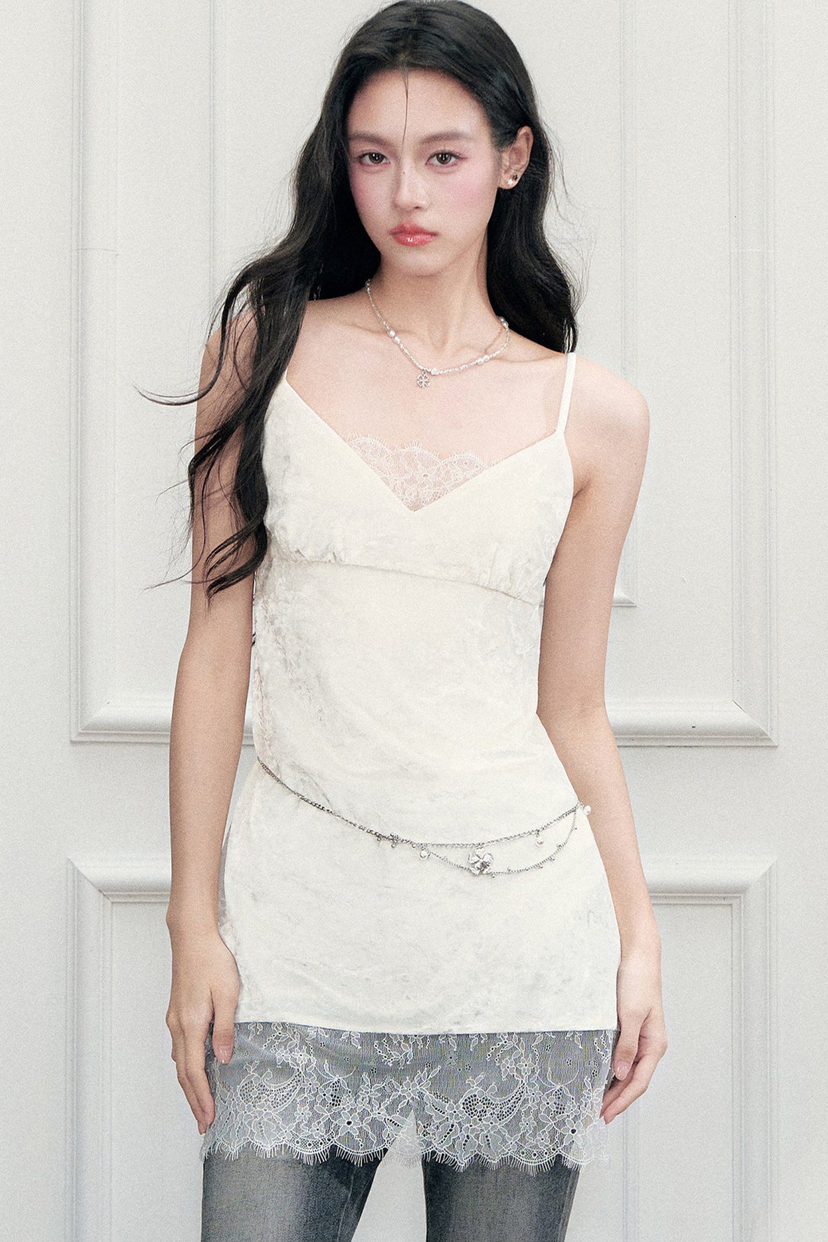Eyelash Lace Patchwork Layered Camisole