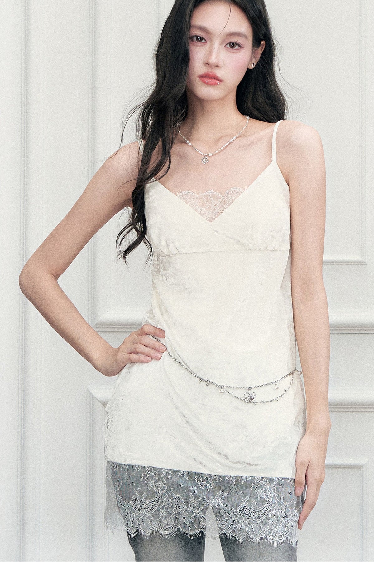 Eyelash Lace Patchwork Layered Camisole