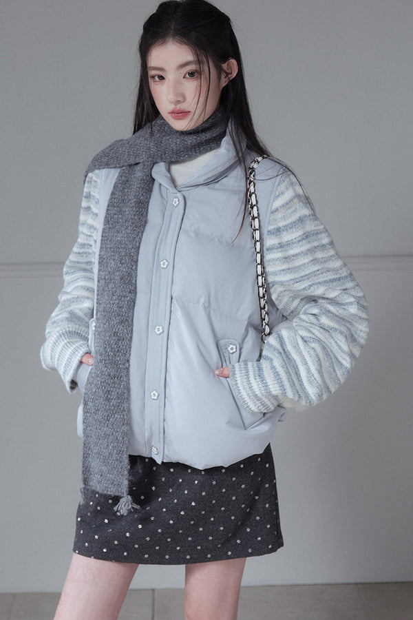 Striped Sleeve Duck Down Jacket