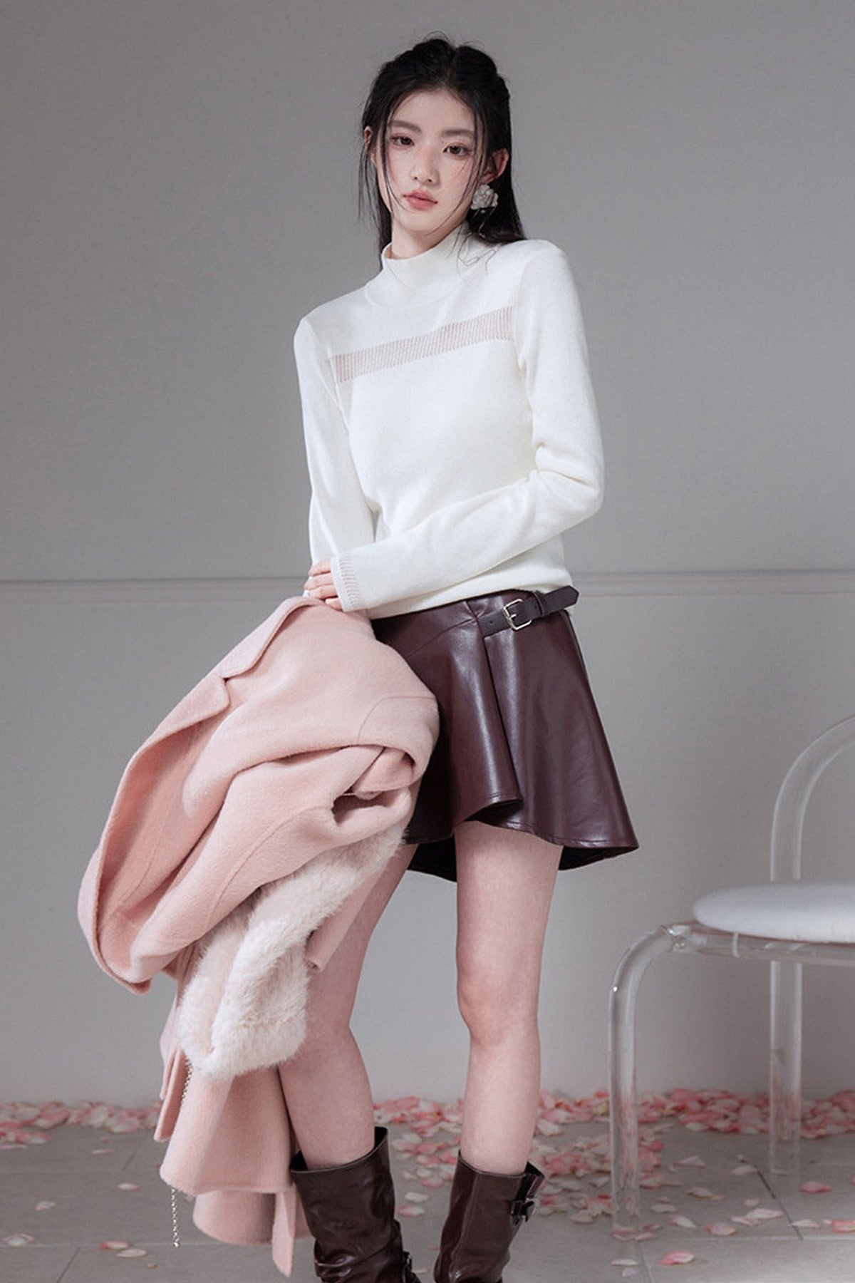 White Mercerized Wool Sweater