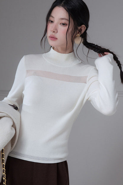 White Mercerized Wool Sweater
