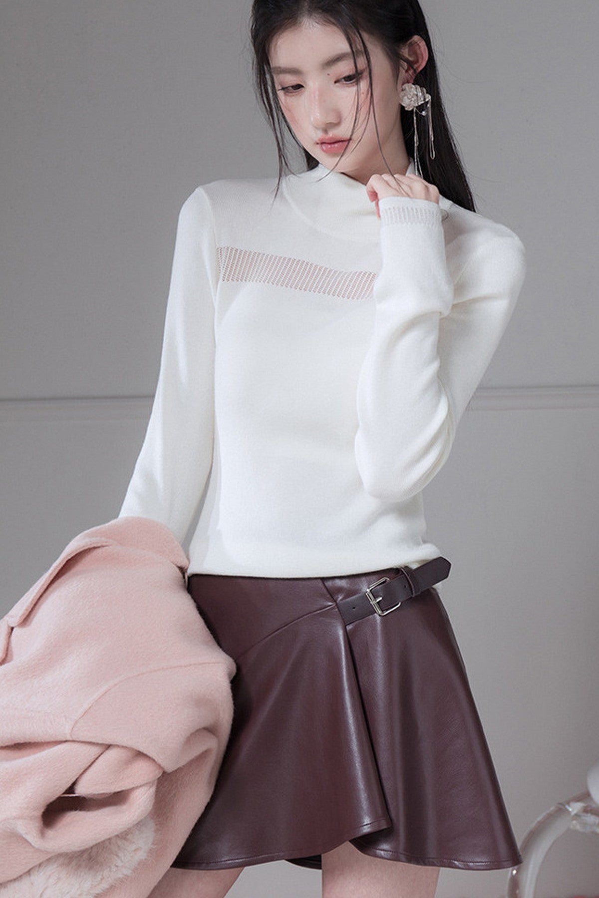 White Mercerized Wool Sweater