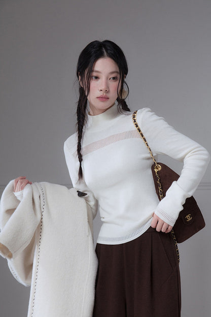 White Mercerized Wool Sweater