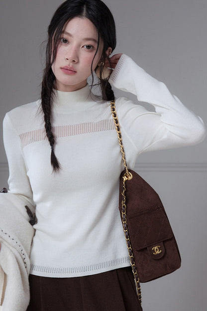 White Mercerized Wool Sweater