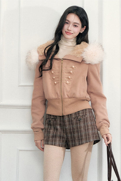 Classic Retro Plaid Woolen Straight Shorts