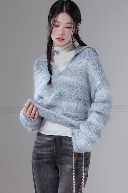 Striped Sequin Mohair Wool Sweater