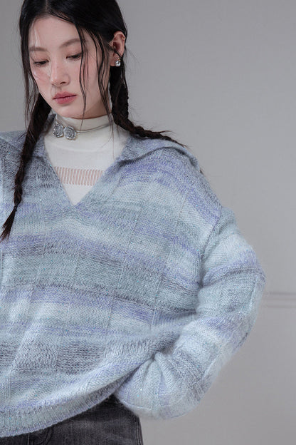 Striped Sequin Mohair Wool Sweater