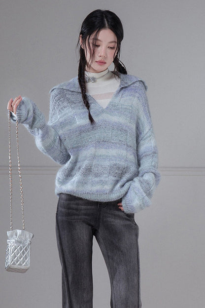 Striped Sequin Mohair Wool Sweater