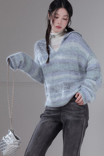 Striped Sequin Mohair Wool Sweater
