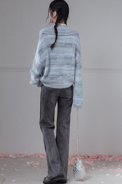 Striped Sequin Mohair Wool Sweater