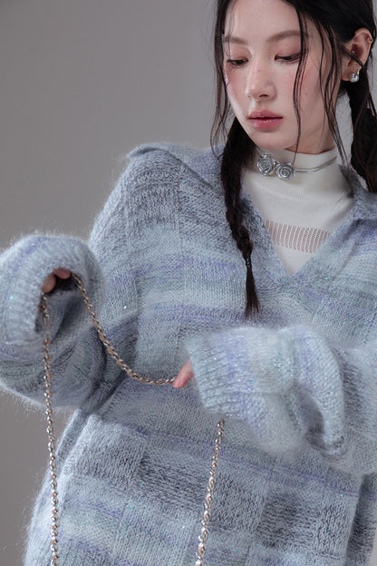 Striped Sequin Mohair Wool Sweater