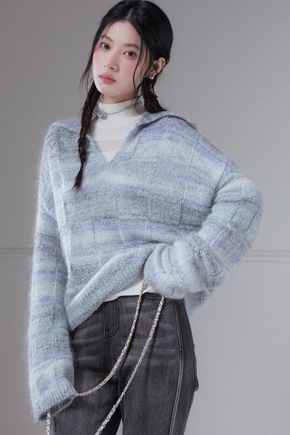 Striped Sequin Mohair Wool Sweater