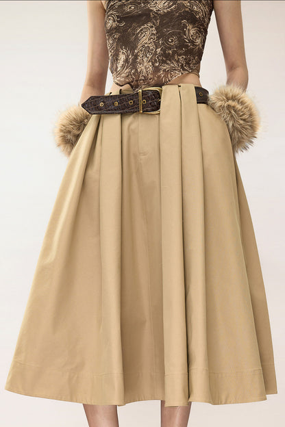 Mid-Length Pleated Hepburn Skirt