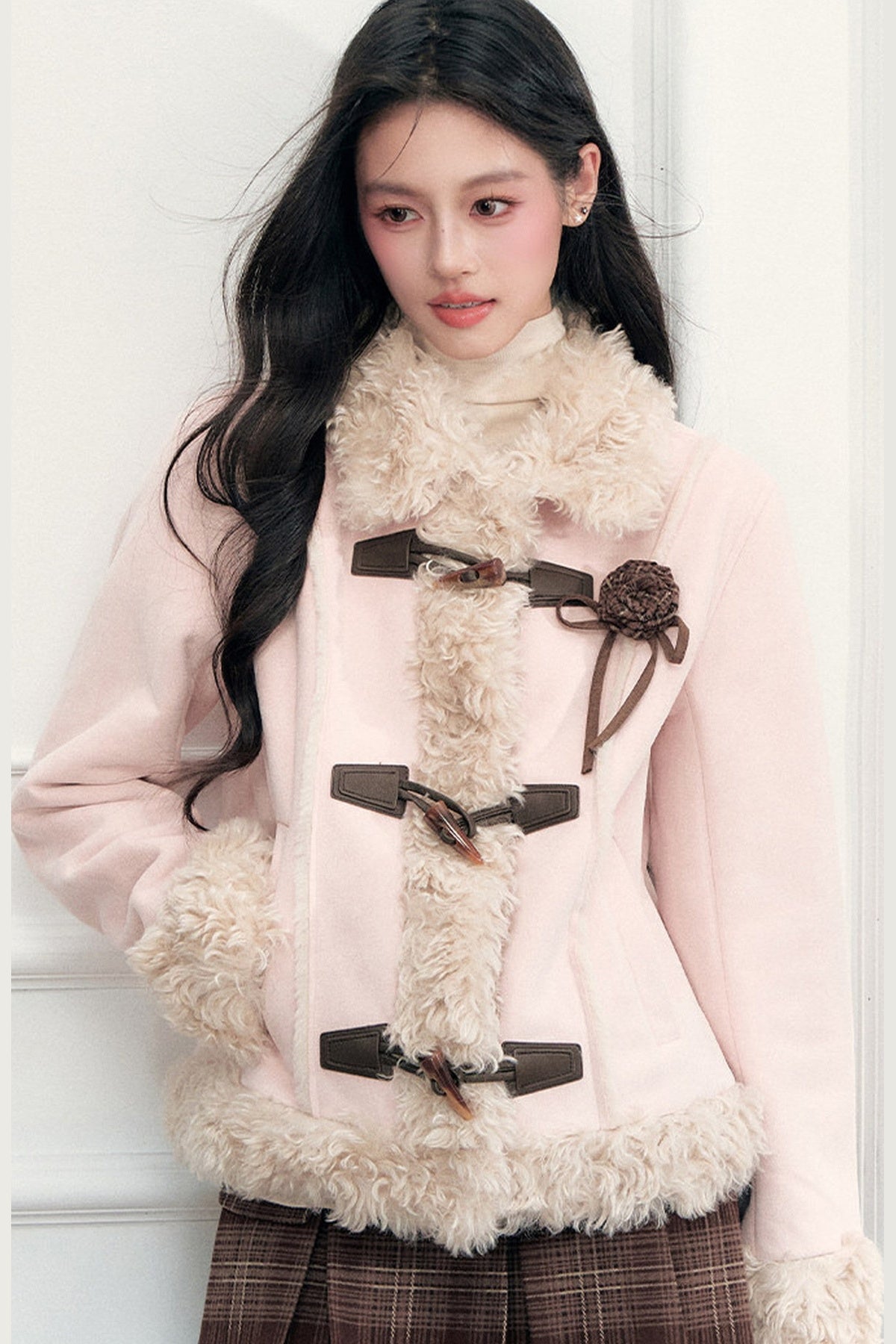 Vintage Suede Faux Fur Toggle Jacket