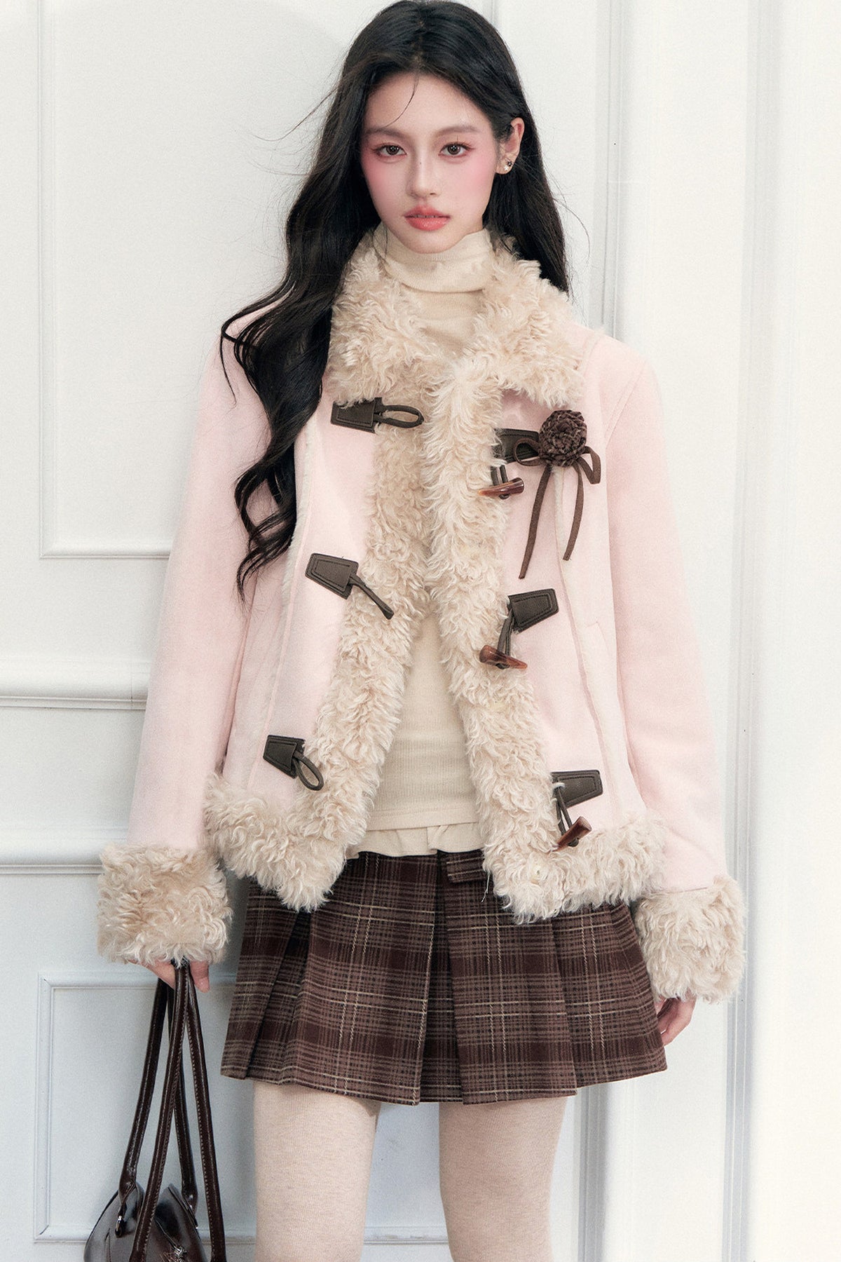 Vintage Suede Faux Fur Toggle Jacket