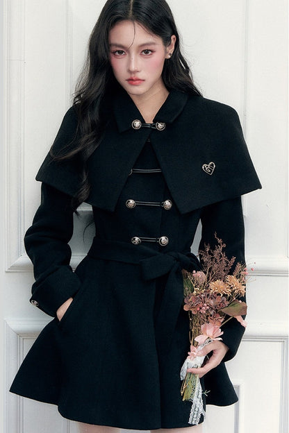 Napoleon Knight Style Woolen Cape Jacket Set-Up