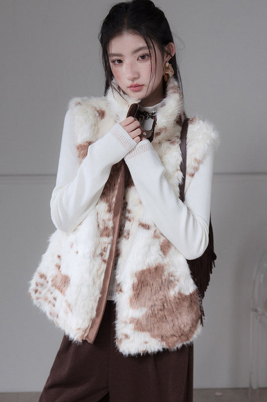 Reversible Little Cow Suede Drawstring Vest